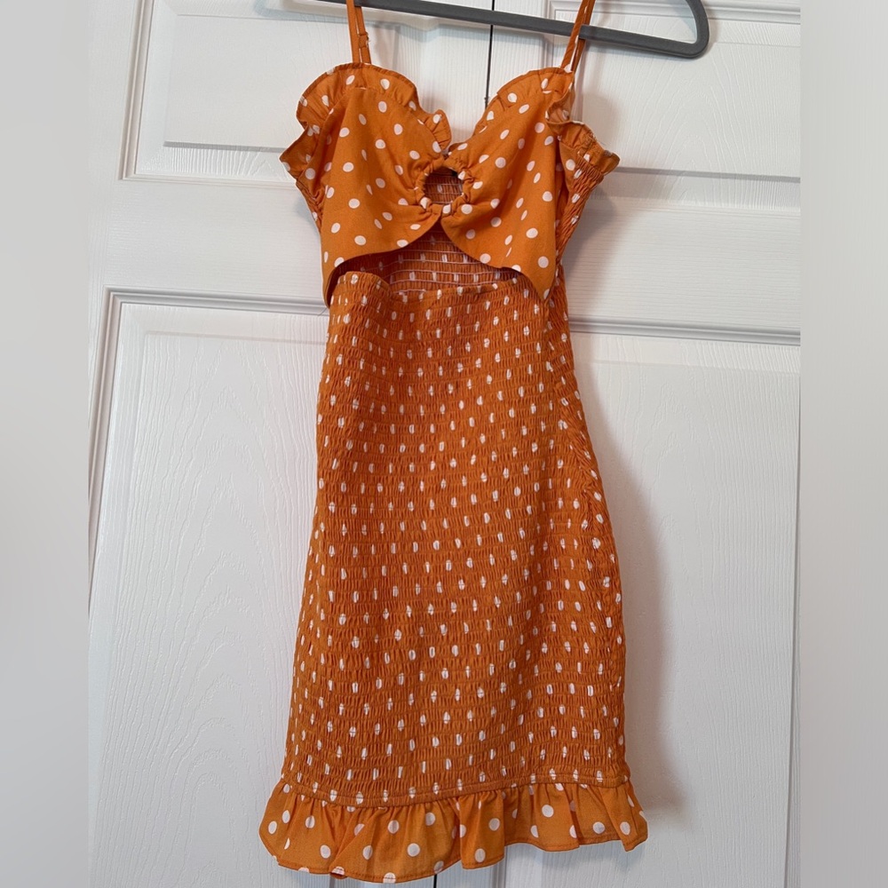 Orange polka dot summer dress